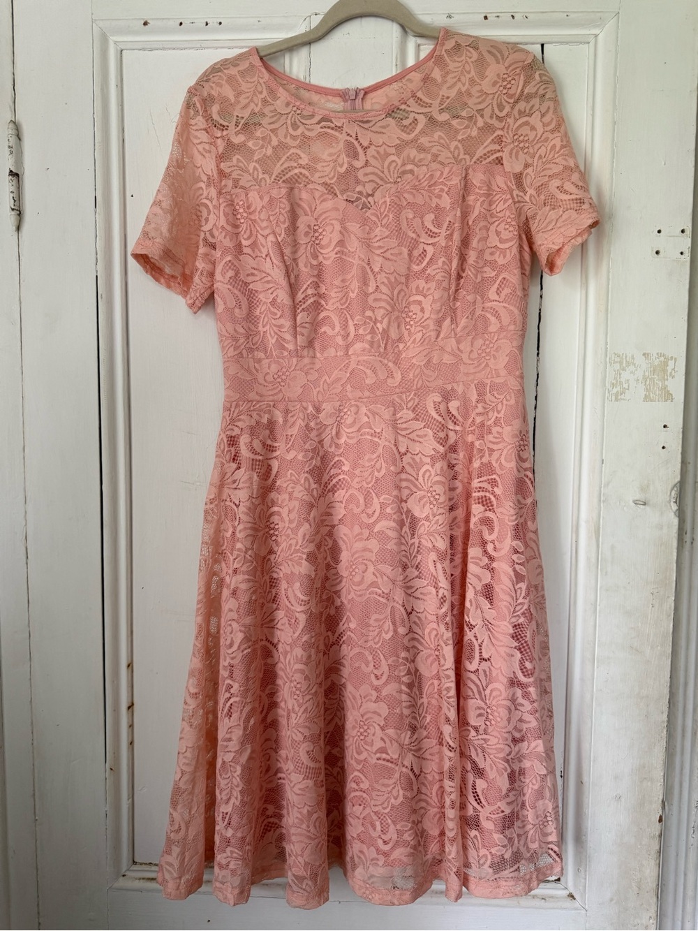 Lace Midi Dress in Blush Pink